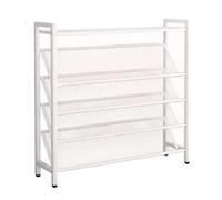 Scarpiera a 5 ripiani, sottile, in metallo bianco, con ripiani angolati, salvaspazio, per armadio, corridoio, ingresso e soggiorno (lunghezza 90 cm x larghezza 19 cm x altezza 114 cm)