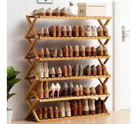 Scarpiera a 6 ripiani a B pieghevole e stretta, salvaspazio, per riporre le scarpe, per riporre l'armadio, elegante design giallo, ideale per piccoli spazi