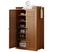 Scarpiera a 6 ripiani in bambù con 2 ante autoportante, in legno, per casa, corridoio, ingresso, camera da letto, soluzione elegante e funzionale