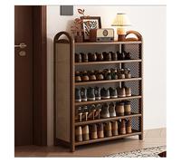 Scarpiera a 6 ripiani in bambù e rattan, autoportante, con manici, salvaspazio, per stivali, tacchi e scarpe da ginnastica, altezza 70 cm