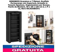 Scarpiera a 7 Ripiani, Scaffale Portascarpe con Copertura, Armadio 46x28x126 cm