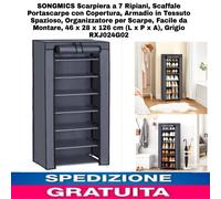 Scarpiera a 7 Ripiani,Scaffale Portascarpe con Copertura,Armadio 46x28x126 Cm
