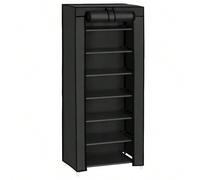 Scarpiera a 7 Ripiani, Scaffale Portascarpe con Copertura, Armadio in Tessuto Spazioso, Organizzatore per Scarpe, Facile da Montare, 46 x 28 x 126 cm (L x P x A), nero • Al riparo dalla polvere: vuoi
