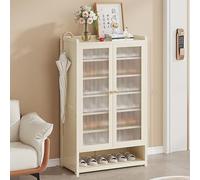 Scarpiera a 8 ripiani in bambù e rattan, scarpiera da ingresso, 60 x 32 x 107 cm, scarpiera chiusa per corridoio, soggiorno, arredamento per ingresso domestico