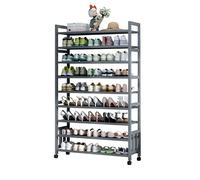 Scarpiera a 9 Ripiani, Bambù Scarpiera da Ingresso in Piedi Scarpiera con Rotelle Scarpiera Stretta e Alta, Scaffale Portascarpe Salvaspazio Slim, per Soggiorno Camera da Letto(Color:B,Size:70CM)