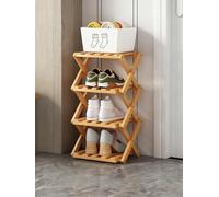 Scarpiera a 9 ripiani in bambù, senza montaggio, organizer verticale salvaspazio per armadio d'ingresso, scarpiera pieghevole per piccoli spazi, soluzione ecologica (colore originale, quarto piano)