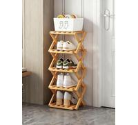 Scarpiera a 9 ripiani in bambù, senza montaggio, organizer verticale salvaspazio per armadio d'ingresso, scarpiera pieghevole per piccoli spazi, soluzione ecologica (colore originale, quinto piano)