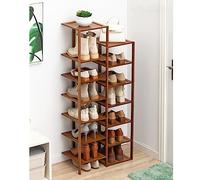 Scarpiera a doppia fila a 14 livelli, organizer portascarpe portatile, salvaspazio, resistente e stabile, per ingresso, corridoio e armadio, 52 x 25 x 127 cm, colore primario (marrone