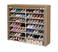 Scarpiera a doppia fila, organizer a 7 ripiani, per 42 paia di scarpe, portatile, con copertura, scarpiera per ingresso all'ingresso Zapatero (marrone)