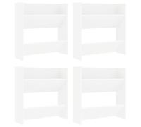Scarpiera a Muro 4 pz Bianca 60x18x60 cm Legno Multistrato | 2 ripiani ribaltabili, montaggio a parete, pulizia con panno umido, design moderno, assemblaggio richiesto
