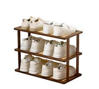 Scarpiera a più livelli in bambù, compatta, in rete, per ingresso o camera da letto, soluzione salvaspazio per corridoi (3 ripiani/50 cm)