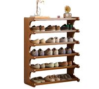 Scarpiera a più livelli in bambù, in legno, per ingresso, corridoio, camera da letto o ingresso, scarpiera a 6 ripiani (60 cm) per uso domestico