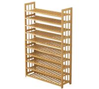 Scarpiera a più livelli in bambù per ingresso stretto per appartamenti, camere da letto e corridoi, soluzione salvaspazio (10 ripiani/60 cm)