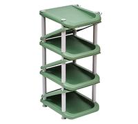 Scarpiera ad alta capacità 7 livelli ABS DIY impilabile scarpiera positiva e negativa scarpiera verticale bagno porta balcone leggero (colore giallo) (verde)