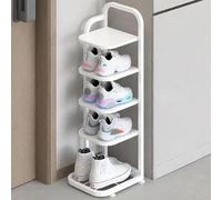 Scarpiera alta e stretta, in metallo, a 6 strati, per ingresso, colore bianco, elegante e salvaspazio, per uso domestico (94 cm)