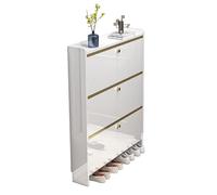 Scarpiera autoportante stretta e salvaspazio perfetta per ingresso e corridoio, angoli nascosti, 70 x 24 cm, elegante design bianco