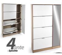SCARPIERA BASSA 4 ANTE + SPECCCHIO ARMADIO SLIM SALVASPAZIO ROVERE 160 9924 cm