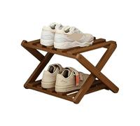 Scarpiera Bassa Scarpiera pieghevole in bambù, salvaspazio, organizer for scarpe in legno, scaffale angolare for ingresso, struttura stabile, mobiletto di grande capacità(Coffee Dual Layer)