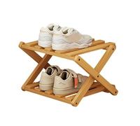 Scarpiera Bassa Scarpiera pieghevole in bambù, salvaspazio, organizer for scarpe in legno, scaffale angolare for ingresso, struttura stabile, mobiletto di grande capacità(Wooden Dual Layer)