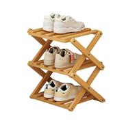 Scarpiera Bassa Scarpiera pieghevole in bambù, salvaspazio, organizer for scarpe in legno, scaffale angolare for ingresso, struttura stabile, mobiletto di grande capacità(Wooden Triple Layer)