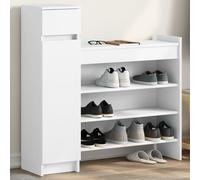 vidaXL Scarpiera Bianca 100,5x28x100 cm in Legno Multistrato, Mobile per Scarpe, mensola per Scarpe, Porta Scarpe, Armadio per Scarpe