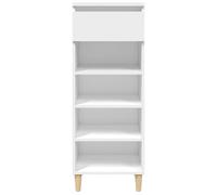 Scarpiera bianca, 40 x 36 x 105 cm, moderna scarpiera in legno con piedini in eucalipto, 4 scomparti e 1 cassetto, piano superiore stabile per decorazione, organizer da corridoio per scarpe e