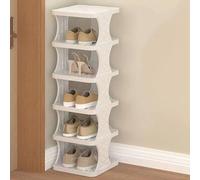 Scarpiera, Bianca, 6 Ripiani, espositore per Scarpe Alto Multi-ripiano per Garage in plastica