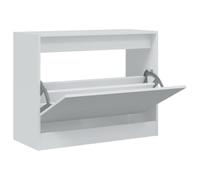 Scarpiera bianca 80 x 34 x 63 cm, in legno con sportello e 2 scomparti | Con supporto da parete, resistente all'umidità, design compatto, ripiano stabile, per spazi ristretti