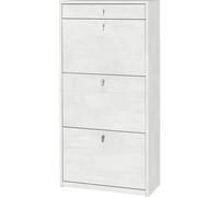 SCARPIERA BIANCA CON 3 ANTE E 1 CASSETTO, 63X29X127 CM