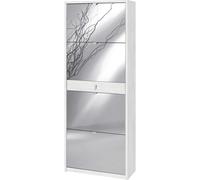 SCARPIERA BIANCA CON 4 ANTE A SPECCHIO E 1 CASSETTO, 63X29X164 CM