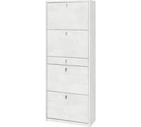 SCARPIERA BIANCA CON 4 ANTE E 1 CASSETTO, 63X29X164 CM
