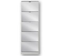 Scarpiera bianca con specchio a 5 ripiani in legno