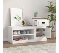 Scarpiera bianca lucida, 100 x 42 x 60 cm, scarpiera in legno antipolvere con 2 componenti (60 cm e 40 cm di altezza) per corridoio, ingresso e soggiorno, moderna, salvaspazio e decorativa