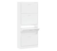 Scarpiera bianca lucida 63 x 24 x 147 cm | 4 cassetti, plastica a base di legno, resistente all'umidità, per corridoio e guardaroba