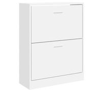 Scarpiera bianca lucida 63 x 24 x 81 cm | 2 cassetti, plastica a base di legno, resistente all'umidità, per corridoio