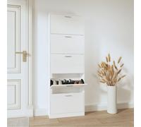 Scarpiera Bianco Lucido 59x17x169 cm in Legno Multistrato