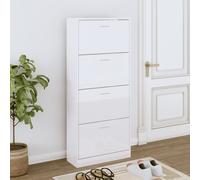 Scarpiera Bianco Lucido 63x24x147 cm in Legno Multistrato