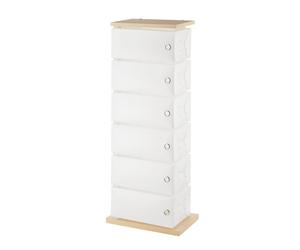 Scarpiera Cassettiera Multiuso in Polypropylene FLUIDA Dimensioni 41x25.5xh104 cm contenitore 6 Cassetti Frassino frassino