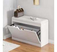 Scarpiera color crema con sedile, scarpiera stretta in legno, capacità 2-15 paia, versatile, organizer salvaspazio per corridoio, facile da montare, profondità 17 cm/24 cm/30 cm