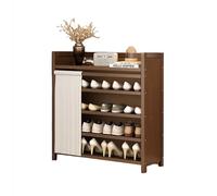 Scarpiera compatta a 5 ripiani con coperchio, senza montaggio, pieghevole, per ingresso, sala o pavimento, soluzione di archiviazione multilivello per scarpe