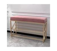 Scarpiera compatta con seduta imbottita in velluto e ripiano in metallo, ideale per spazi ristretti nel corridoio, soluzione salvaspazio ed elegante per riporre le scarpe