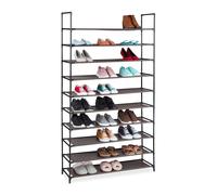 Relaxdays Scarpiera in TNT Sistema ad Incastro, a 10 Livelli, per 50 Paia di Scarpe, HLP 5 x 176 x 28 cm, Marrone