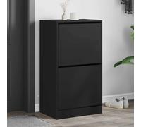 Scarpiera con 2 Cassetti Ribaltabili Nera 60x42x108 cm