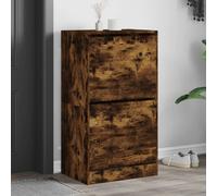 Scarpiera con 2 Cassetti Ribaltabili Rovere Fumo 60x42x180 cm