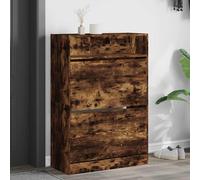 Scarpiera con 2 Cassetti Ribaltabili Rovere Fumo 80x34x116 cm