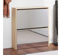 Scarpiera con 2 Ripiani e Specchio Colore Rovere 63x17x67 cm