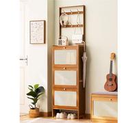Scarpiera con 3 cassetti ribaltabili, design sottile in bambù, per organizzare il corridoio e risparmiare spazio