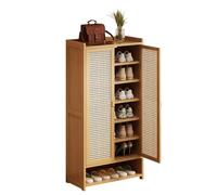 Scarpiera con ante, mobiletto portascarpe in bambù per 18-42 paia, mobiletto portascarpe di grande capacità, per scarpe da ginnastica, scarpe in pelle, tacchi alti, pantofole (8 ripiani ~ 60 cm)