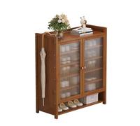 Scarpiera con ante, scarpiera in legno per ingresso per 18-30 paia, organizer sottile per scarpe, nessuna installazione, per soggiorno corridoio sala da pranzo, bianco/marrone (marrone 60x100cm)