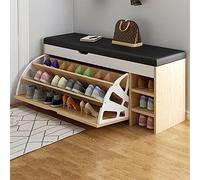 Scarpiera con cuscino imbottito in poliuretano, divisore regolabile, 1 coperchio e ripiano laterale, per ingresso, 100 x 30 x 51 cm